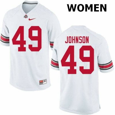 NCAA Ohio State Buckeyes Women's #49 Xavier Johnson White Nike Football College Jersey XMA3345LU